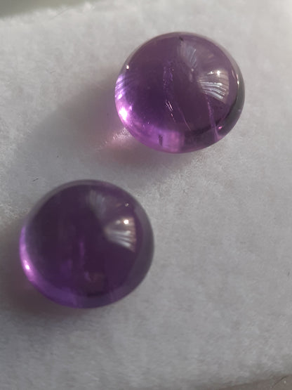 Natural purple Amethyst - matching pair - 2.89 tcw - round cabochon - approx 2.9 mm - unheated - Natural Gems Belgium