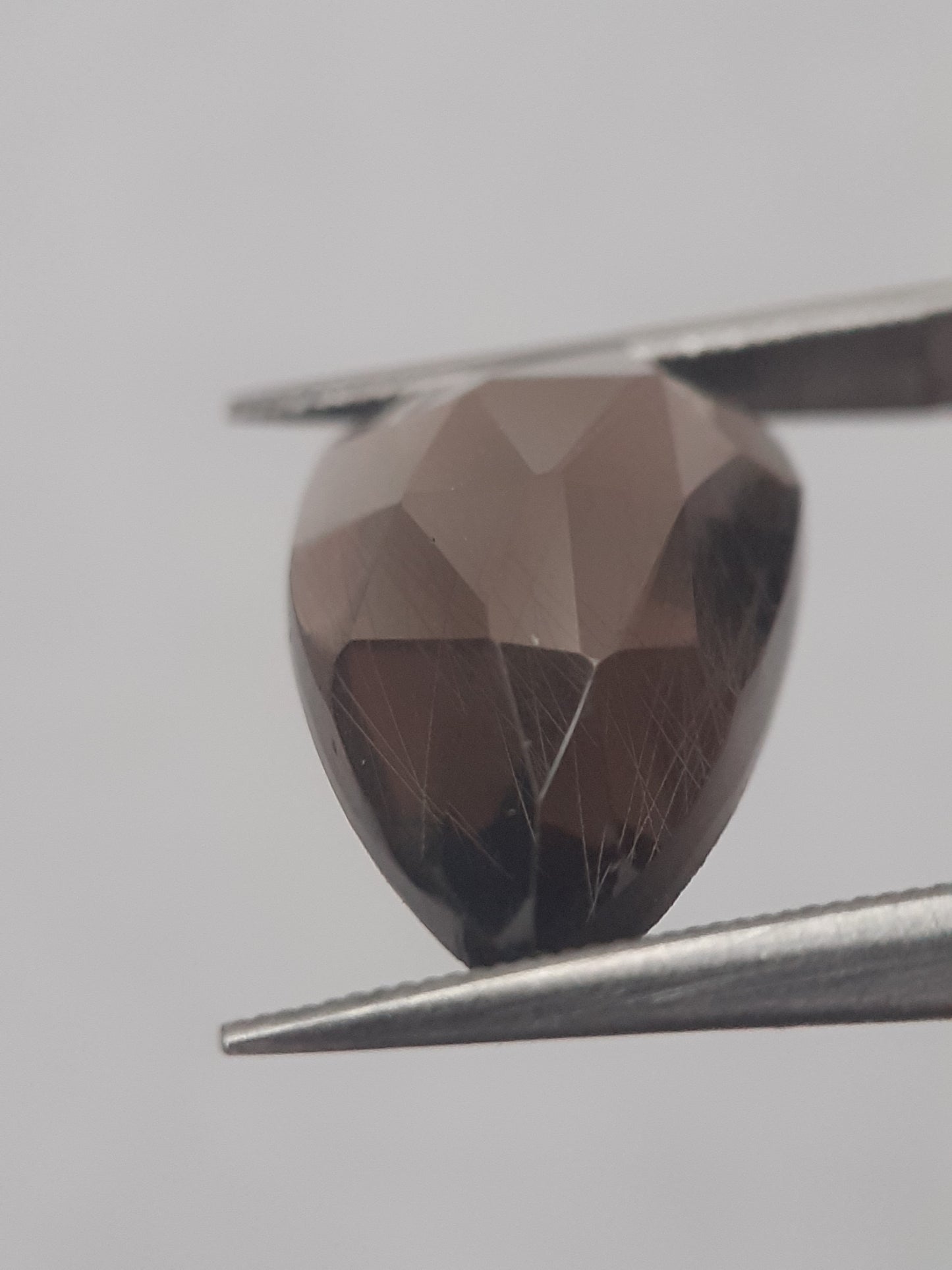 Natural greyish brown smoky quartz - 4.573 ct - pear  - unheated - Rose cut - Natural Gems Belgium