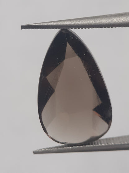 Natural greyish brown smoky quartz - 4.573 ct - pear  - unheated - Rose cut - Natural Gems Belgium