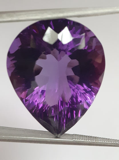 Natural deep purple Amethyst - 23.269 ct - Pear - AAA++ grade - unheated - Natural Gems Belgium