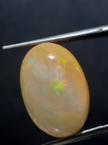 Natural White Opal - bicolor white orange - play of color - 7.944 ct - oval - unheated - unique - Natural Gems Belgium