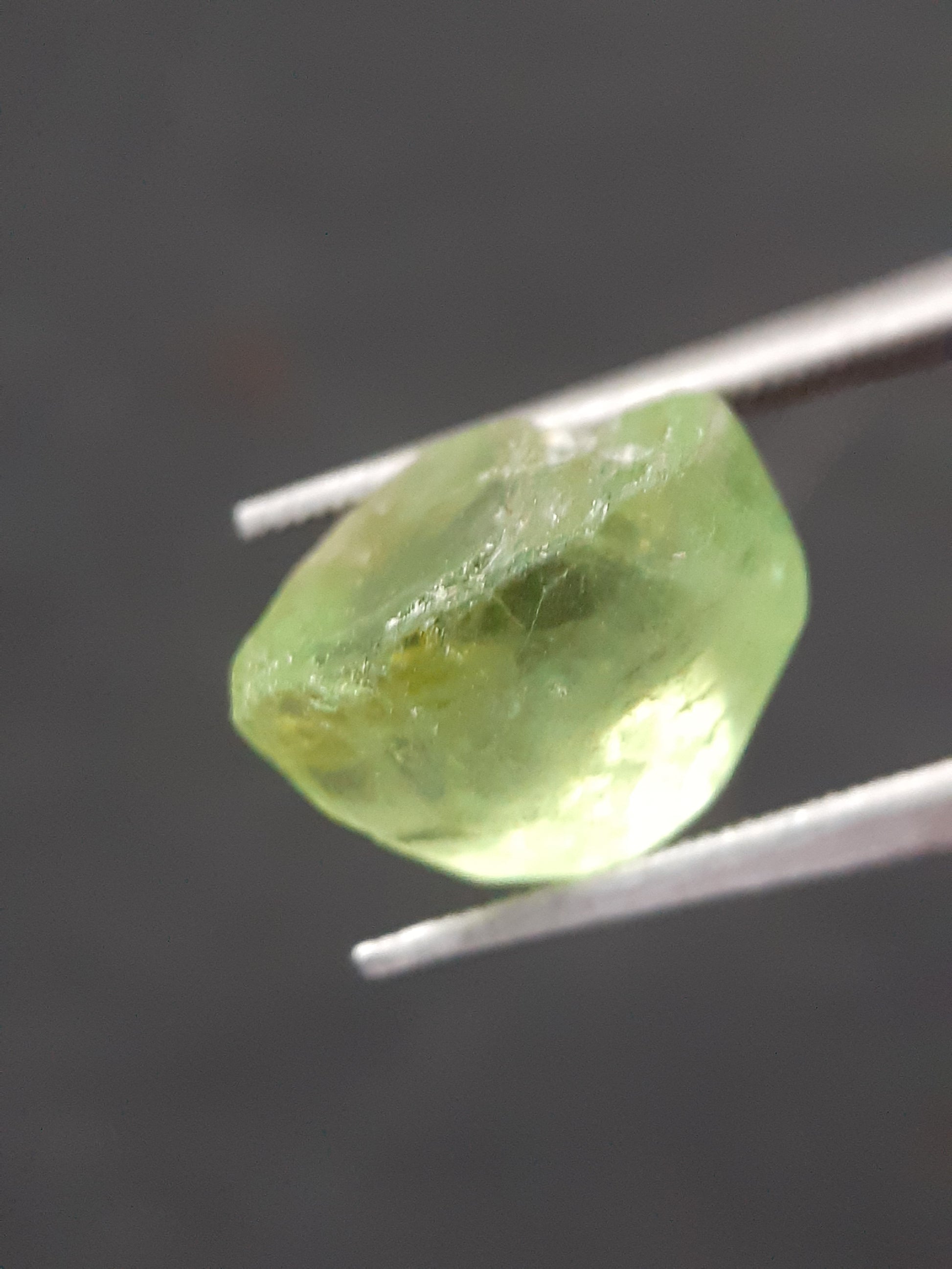 Natural Green Peridot - 4.765 ct - rough gemstone - for faceting - certified natural - Natural Gems Belgium