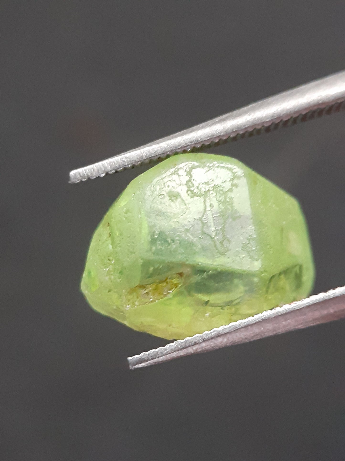 Natural Green Peridot - 4.765 ct - rough gemstone - for faceting - certified natural - Natural Gems Belgium