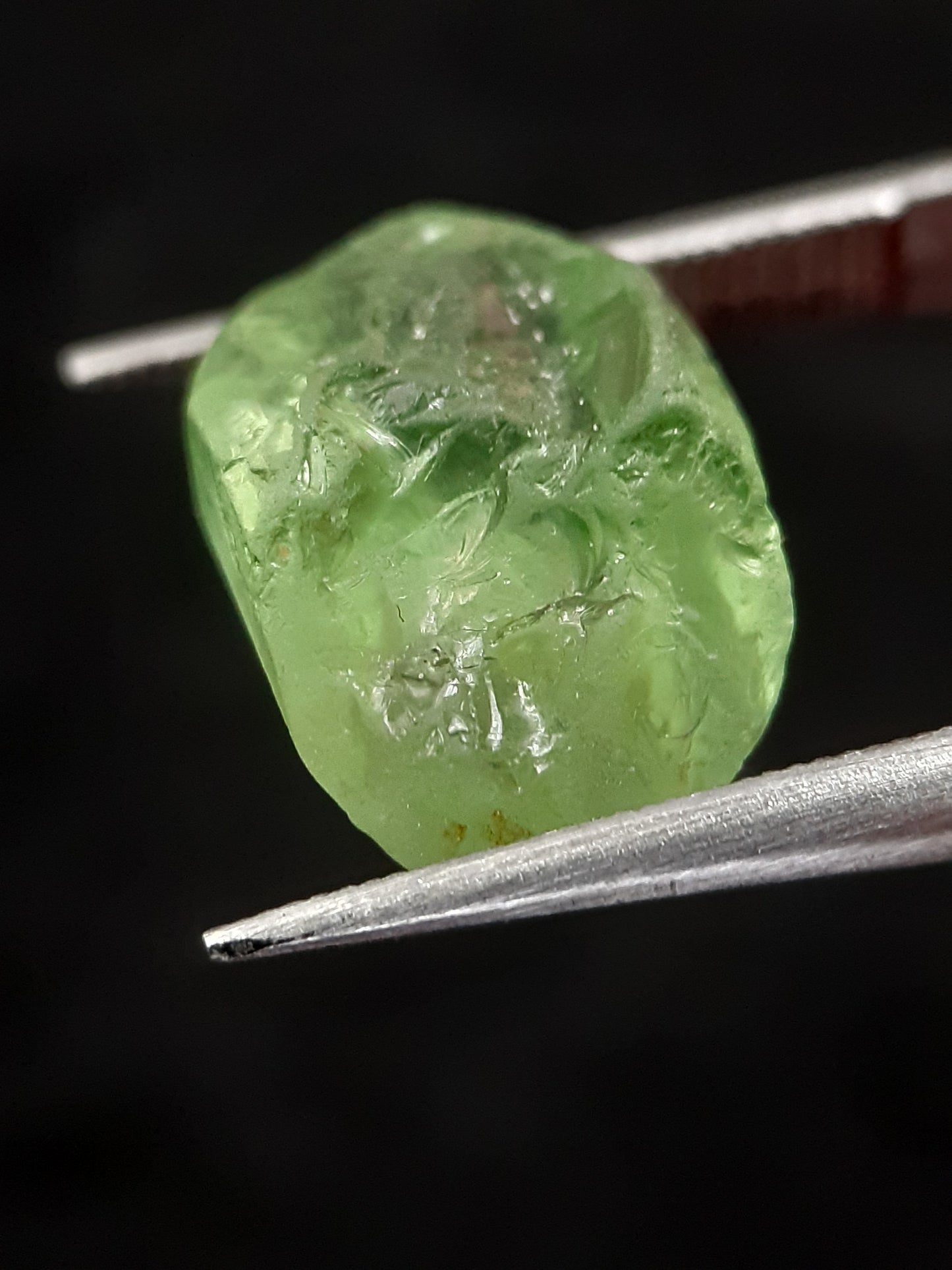 Natural Green Peridot - 5.440 ct - rough gemstone - for faceting - certified natural - Natural Gems Belgium