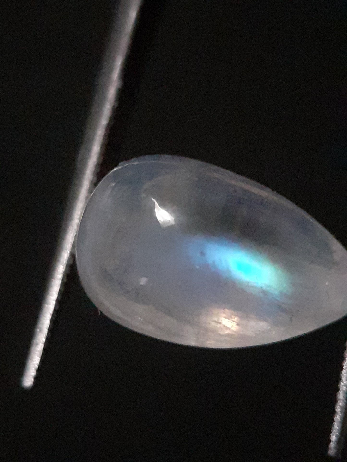 Natural White Moonstone - light blue adularescence - 3.795 ct - pear - certified natural - Natural Gems Belgium