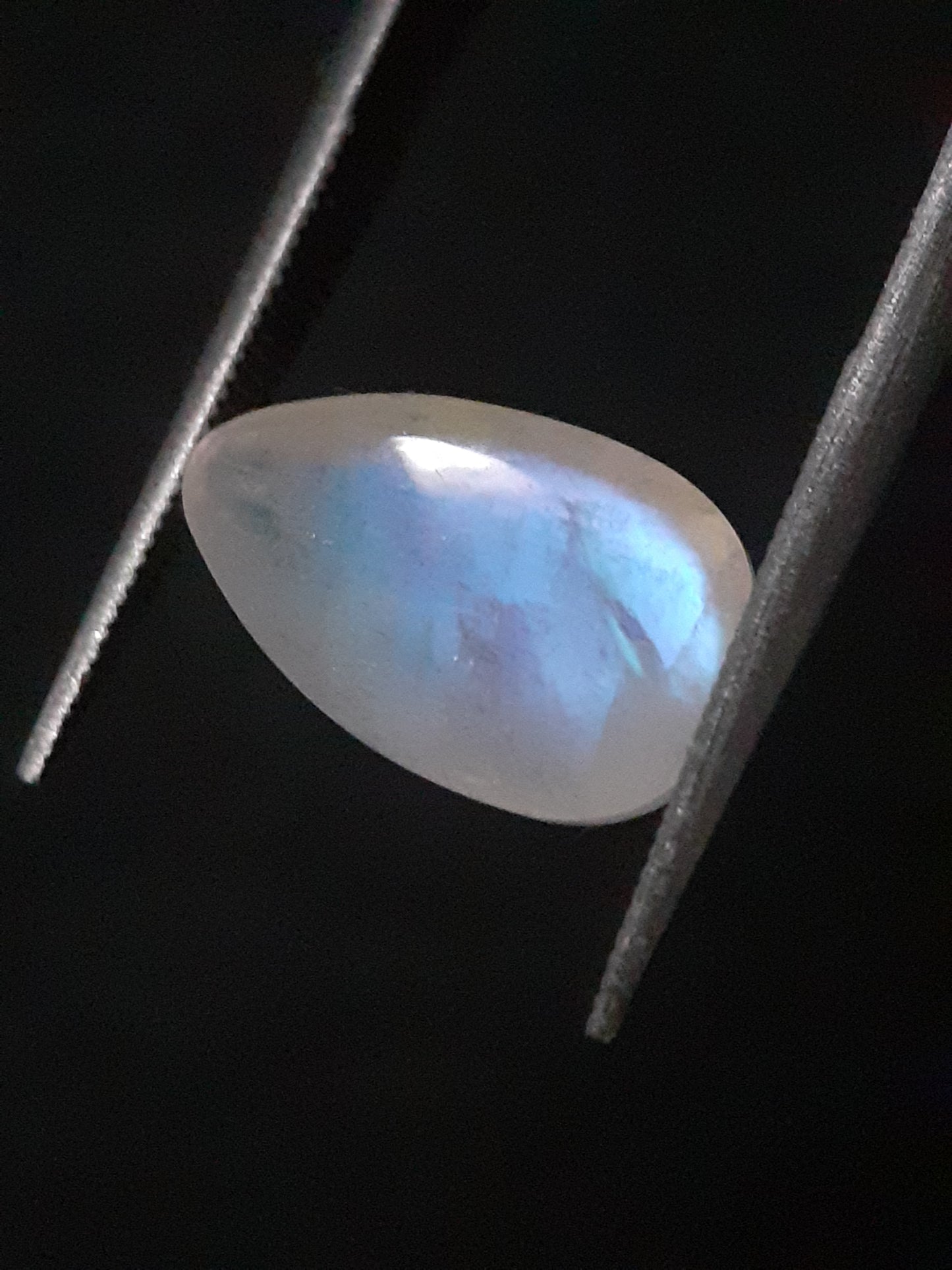 Natural White Moonstone - light blue adularescence - 3.795 ct - pear - certified natural - Natural Gems Belgium