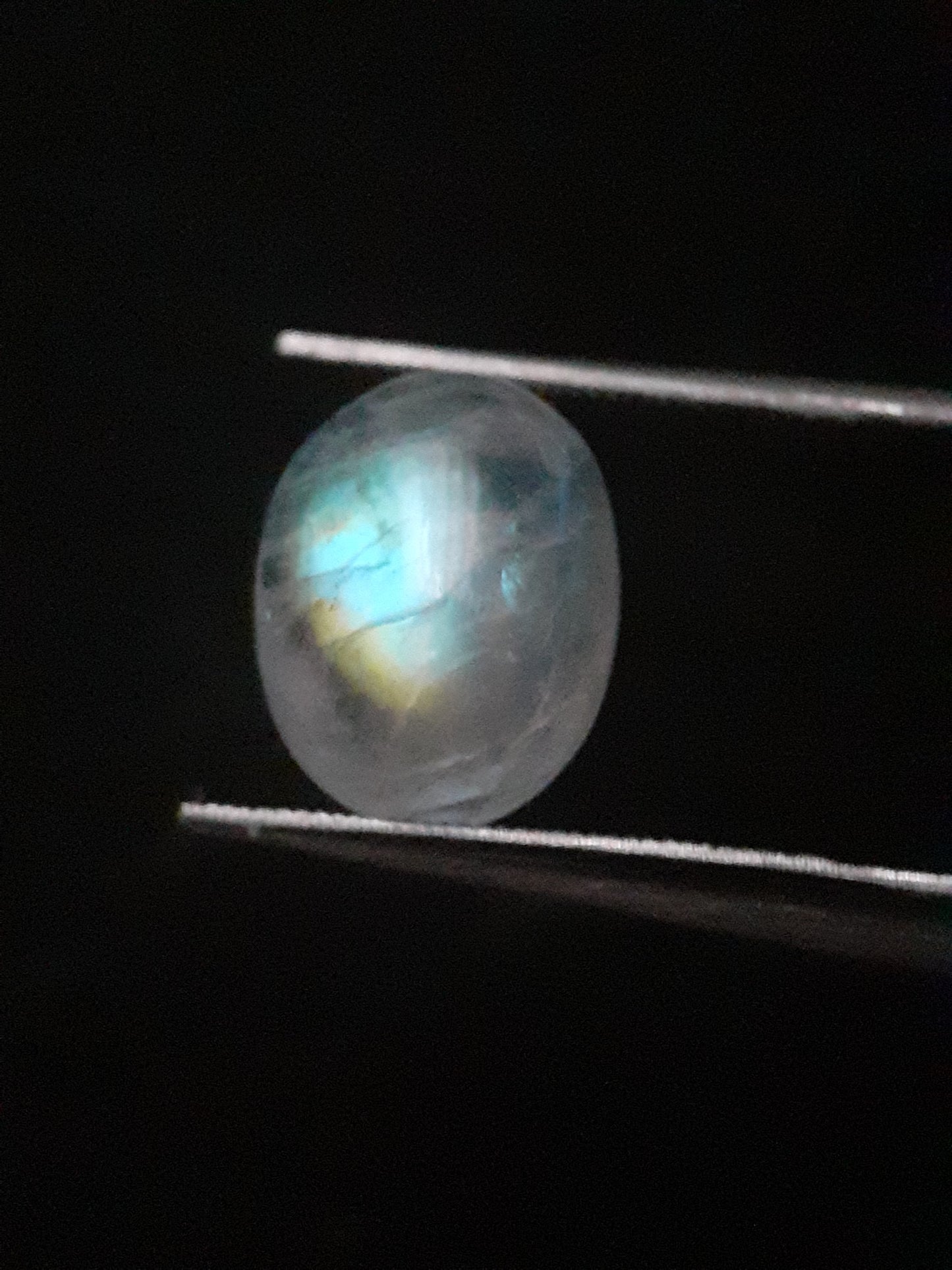 Natural Moonstone - yellow and greenish blue adularescence - 2.889 ct - oval - Natural Gems Belgium