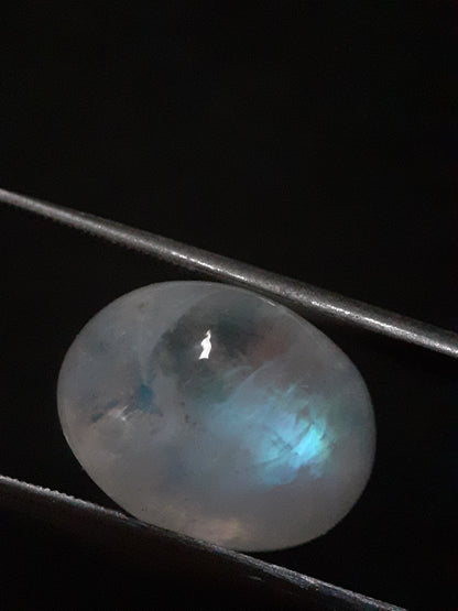 Natural Moonstone - greenish blue adularescence - 13.385 ct - oval cabochon - Natural Gems Belgium