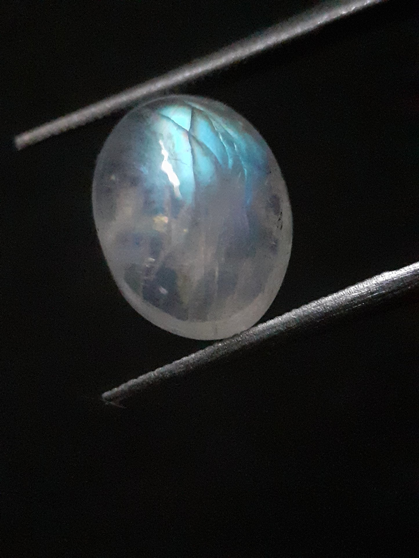 Natural Moonstone - pale blue adularescence - 3.374 ct - oval cabochon - Natural Gems Belgium