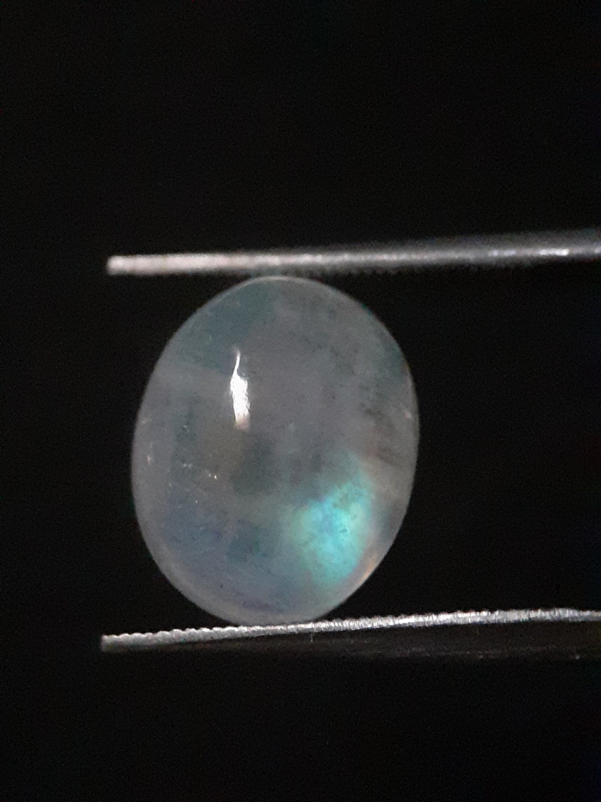 Natural Moonstone - orangey yellow and pale blue adularescence - 3.883 ct - oval - Natural Gems Belgium