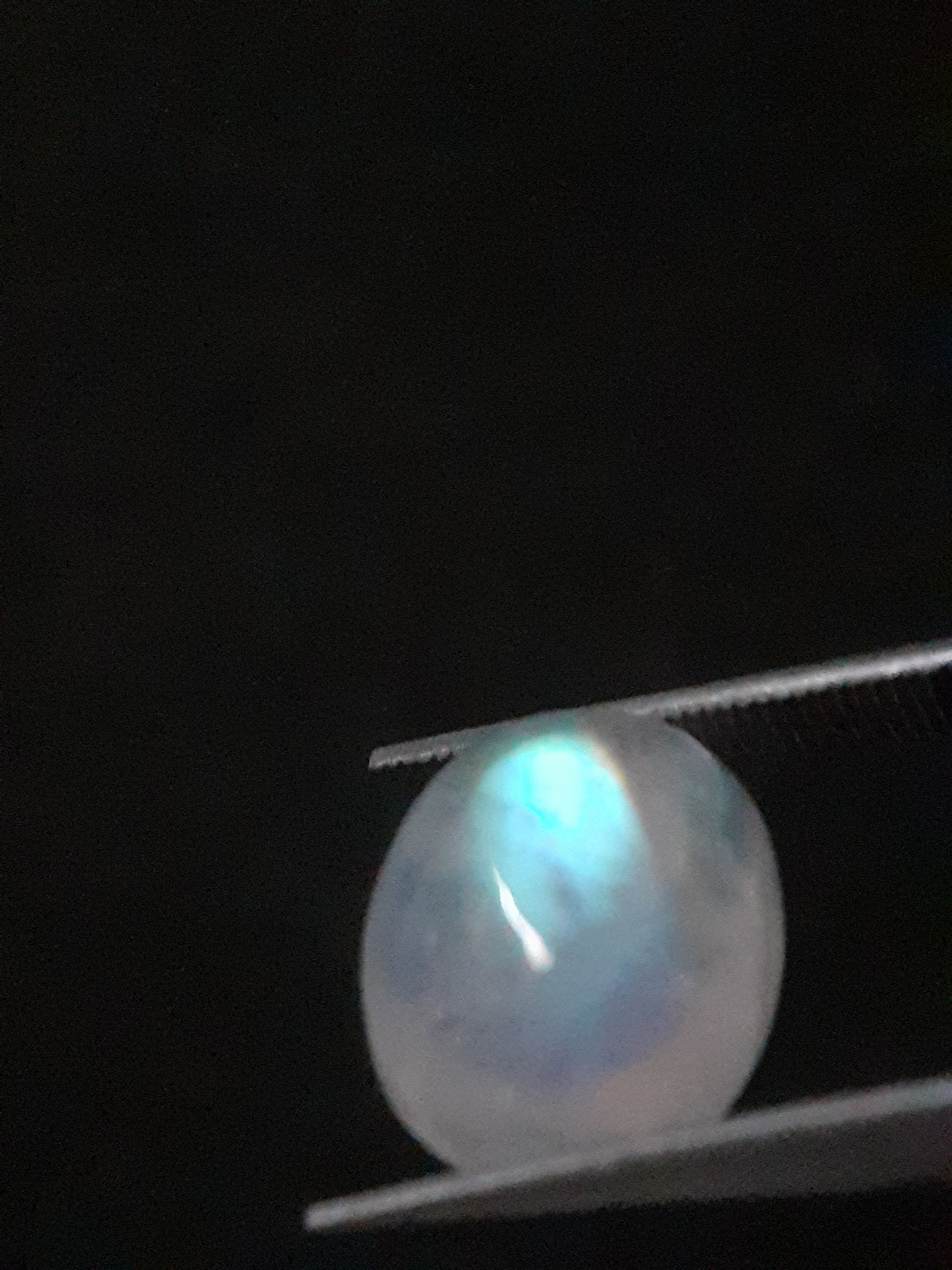 Natural Moonstone - orangey yellow and pale blue adularescence - 3.883 ct - oval - Natural Gems Belgium