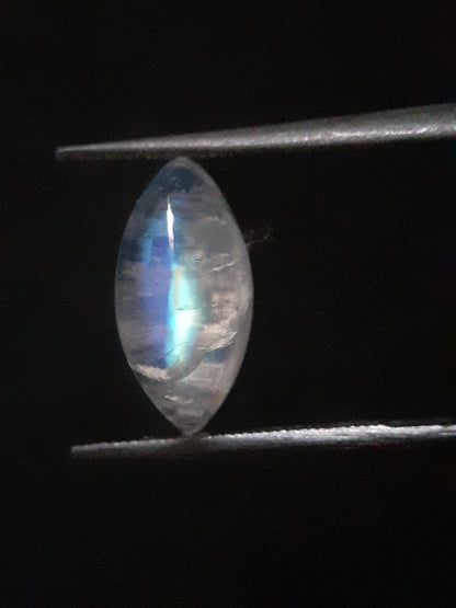 Natural Moonstone - lightblue and purplish blue adularescence - 2.298 ct - marquise cabochon - Natural Gems Belgium