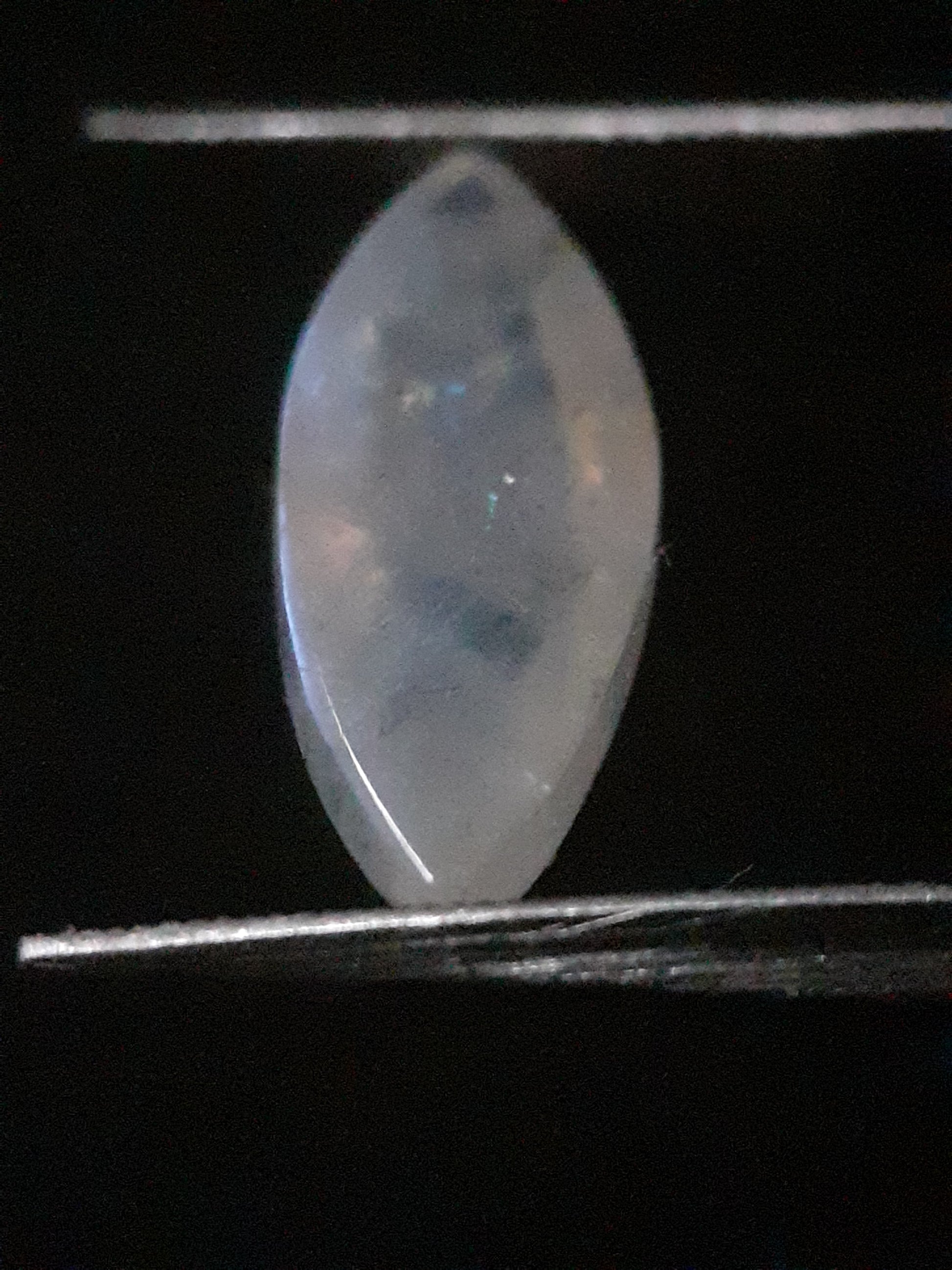 Natural Moonstone - lightblue and purplish blue adularescence - 3.704 ct - marquise cabochon - Natural Gems Belgium