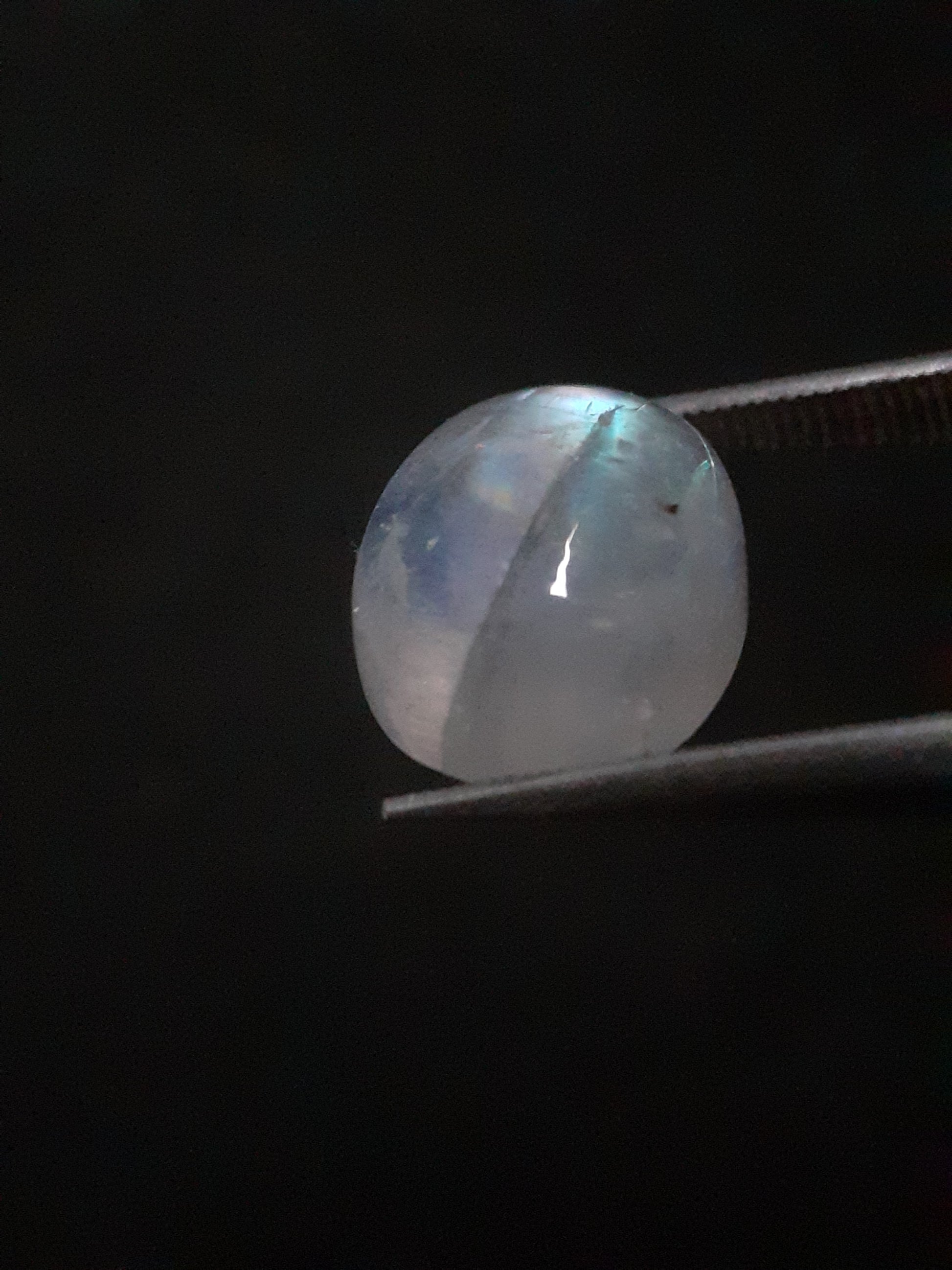 Natural Moonstone - light blue adularescence - 4.160 ct - oval cabochon - Natural Gems Belgium