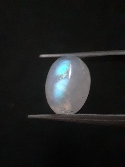 Natural Moonstone - light blue adularescence - 4.148 ct - oval cabochon - Natural Gems Belgium