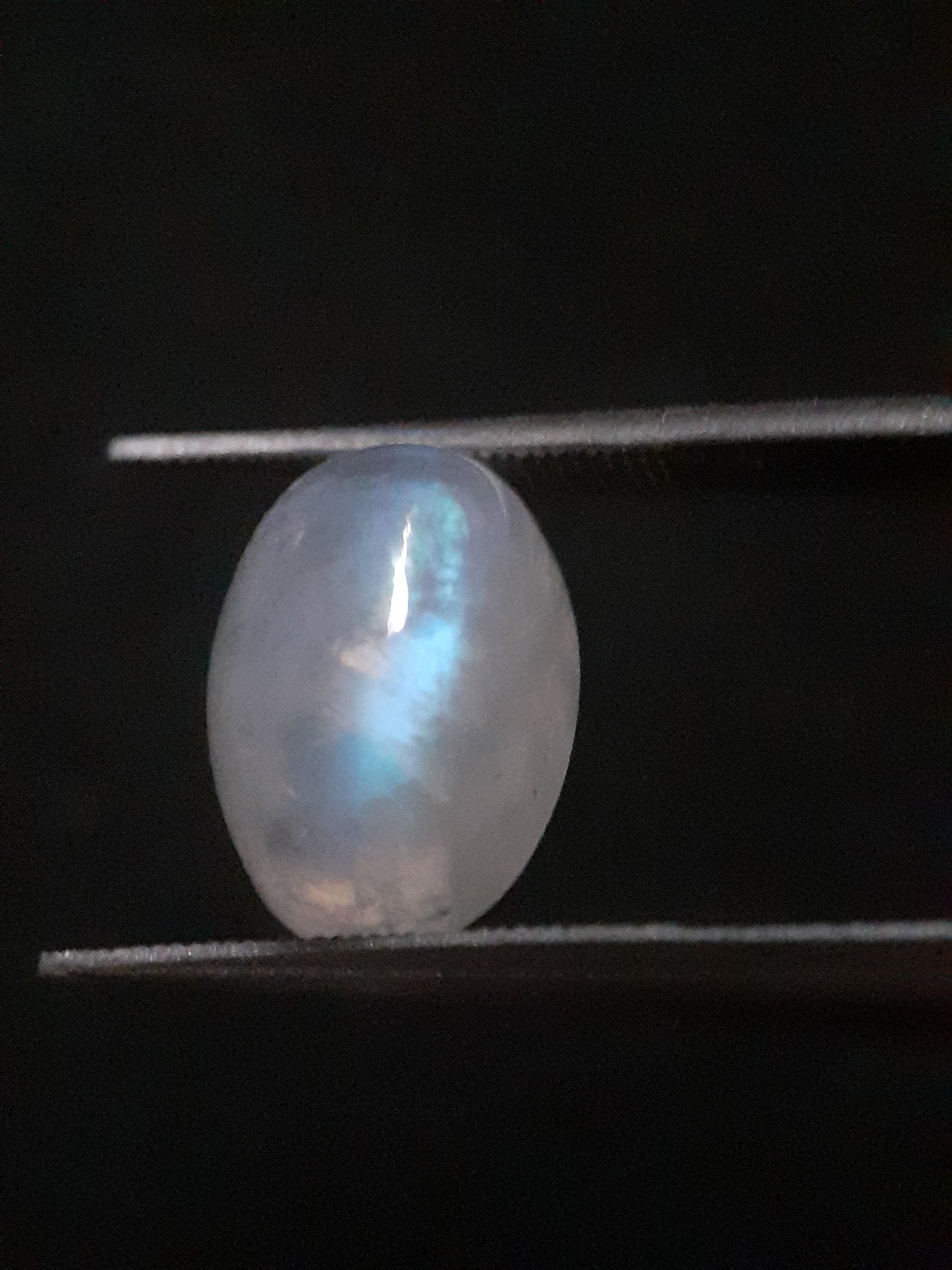 Natural Moonstone - light blue adularescence - 4.148 ct - oval cabochon - Natural Gems Belgium