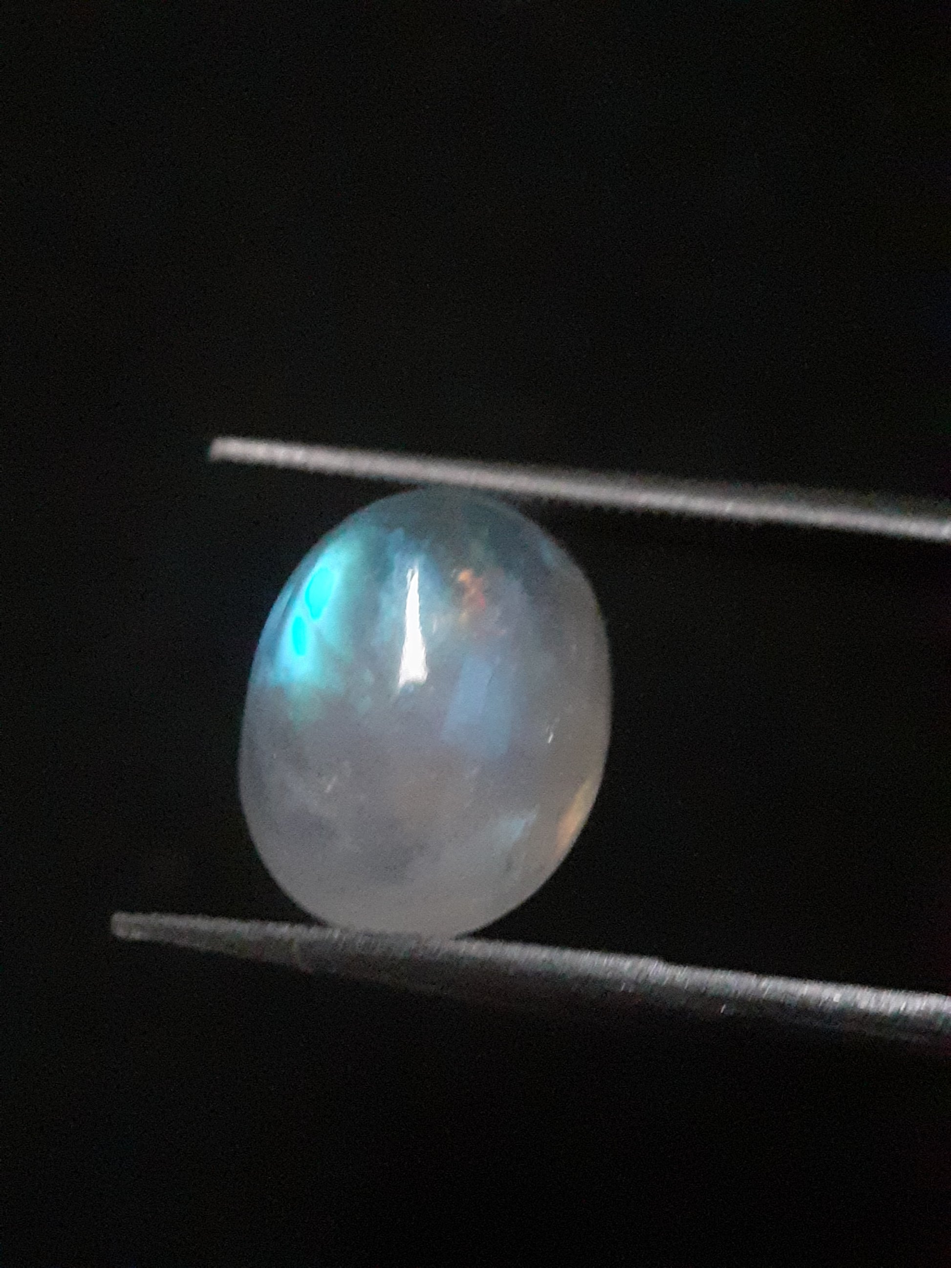 Natural Moonstone - light blue adularescence - 4.039 ct - oval cabochon - Natural Gems Belgium