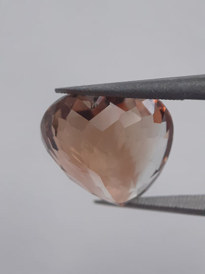 Natural orangey brown Whiskey Topaz - 12.765 ct - Heart - AAA grade - irradiated - certified natural - Natural Gems Belgium