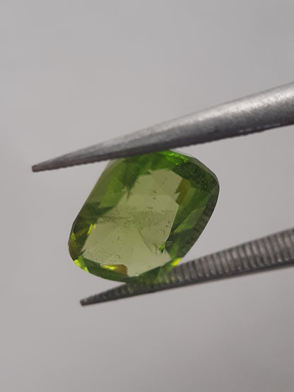 Natural Green Peridot - 3.309 ct - cushion - unheated - certified by NGB - Natural Gems Belgium