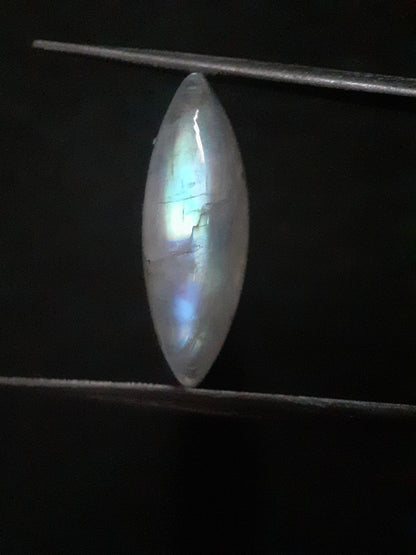 Natural Moonstone - rainbow adularescence - 7.535 ct - marquise cabochon - Natural Gems Belgium