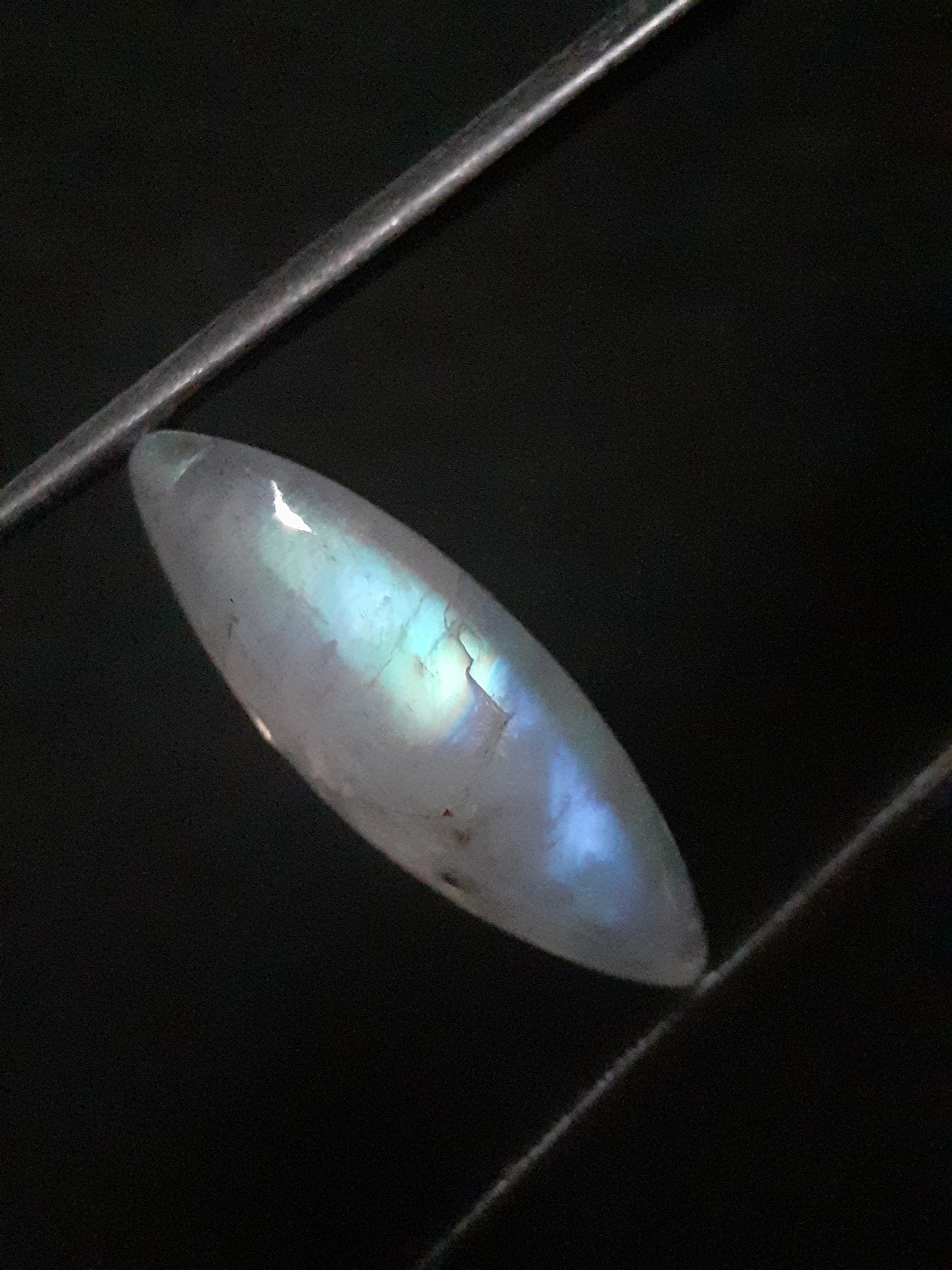 Natural Moonstone - rainbow adularescence - 7.535 ct - marquise cabochon - Natural Gems Belgium