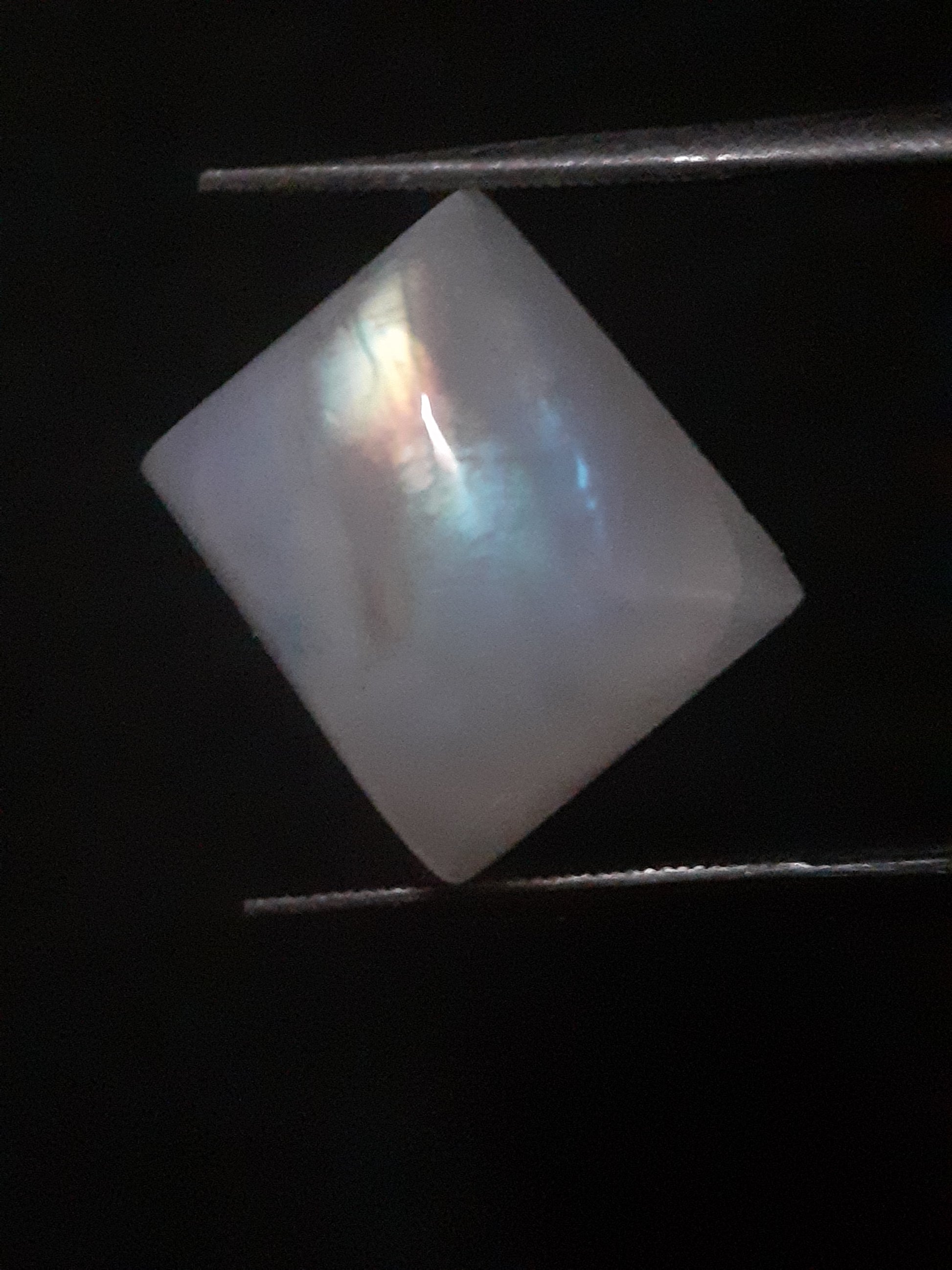 Natural Moonstone - rainbow adularescence - 11.583 ct - cushion cabochon - Natural Gems Belgium