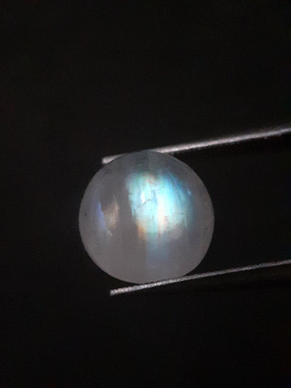 Natural Moonstone - rainbow adularescence - 3.923 ct - round cabochon - Natural Gems Belgium