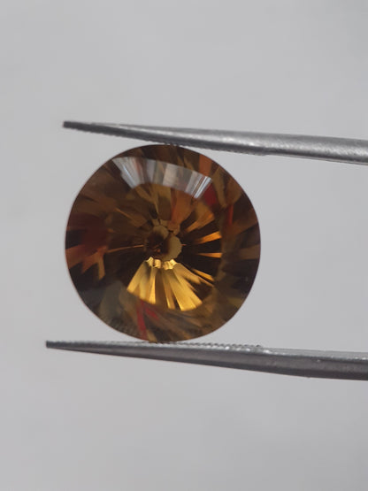 Natural honey yellow Citrine - 6.933 ct - round custom cut - yellow hues - Natural Gems Belgium