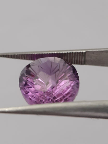 Natural violet purple Amethyst - 4.073 ct - oval - custom cut - excellent cut