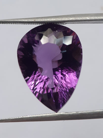 Natural purple Amethyst - 9.778 ct - Pear - good color - good clarity