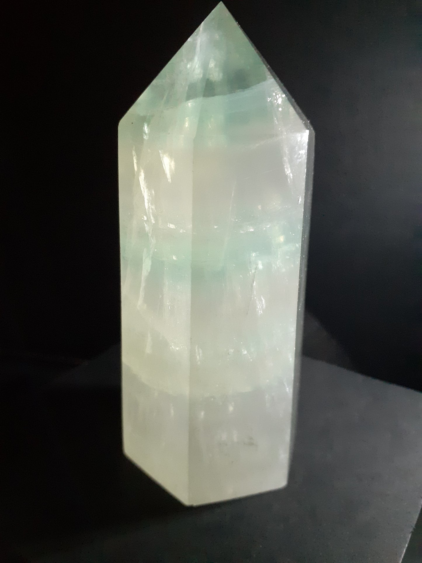 Bicolor Green fluorite Tower - 10 cm high - Natural Fluorite crystal tower