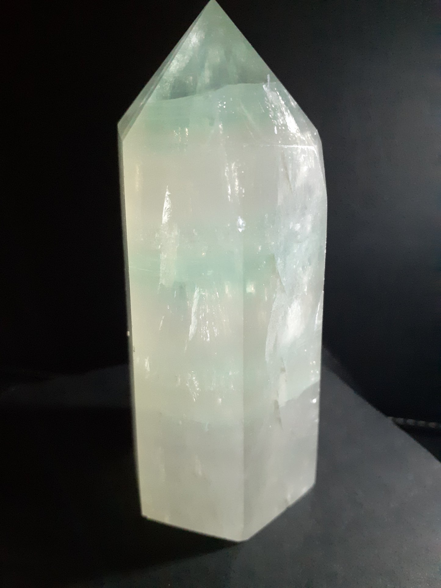 Bicolor Green fluorite Tower - 10 cm high - Natural Fluorite crystal tower