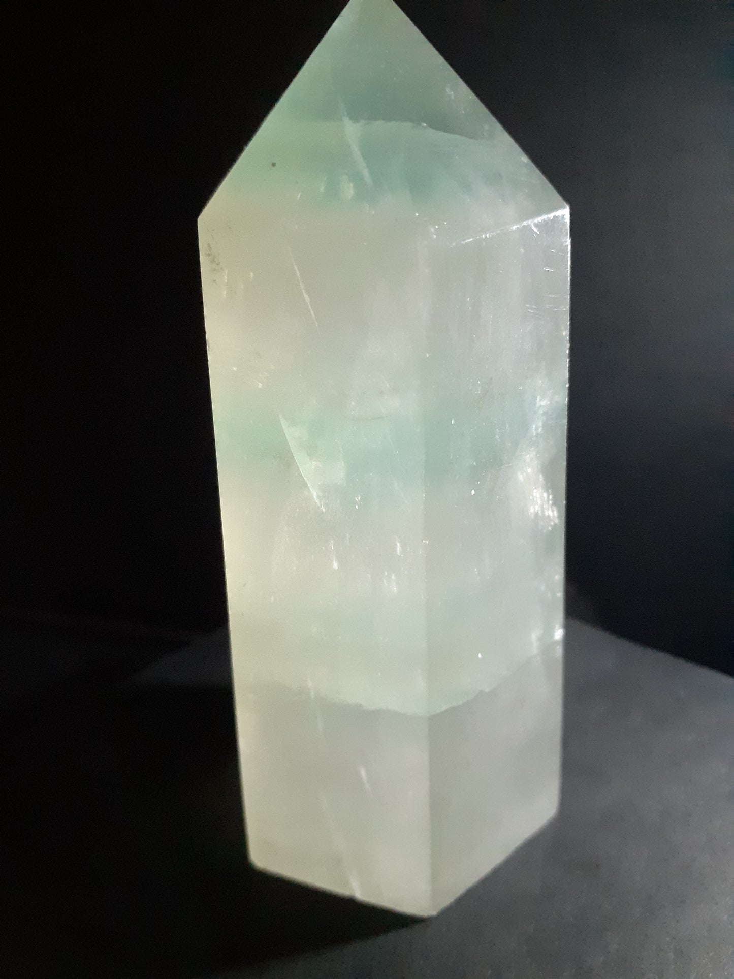 Bicolor Green fluorite Tower - 10 cm high - Natural Fluorite crystal tower