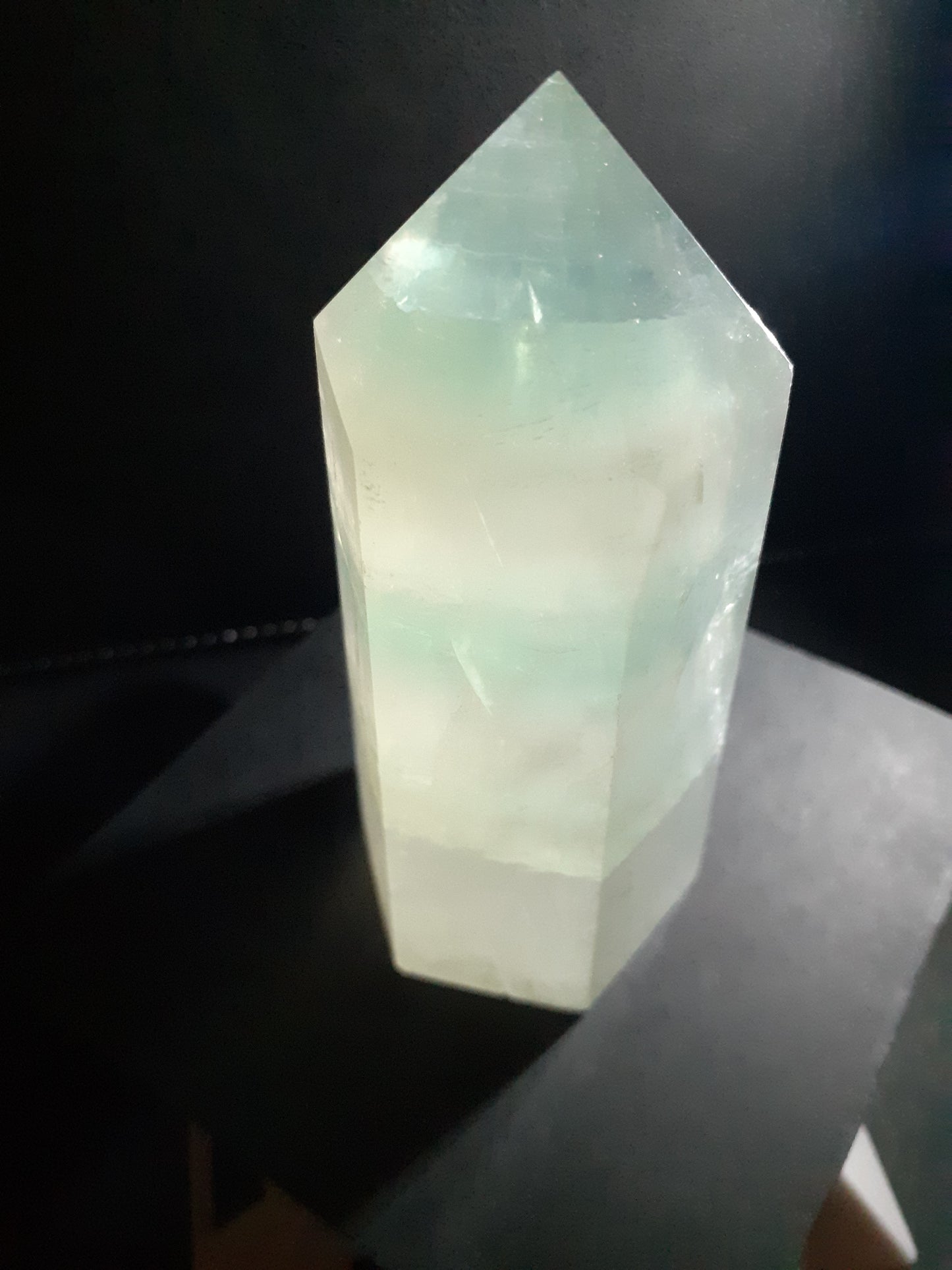 Bicolor Green fluorite Tower - 10 cm high - Natural Fluorite crystal tower