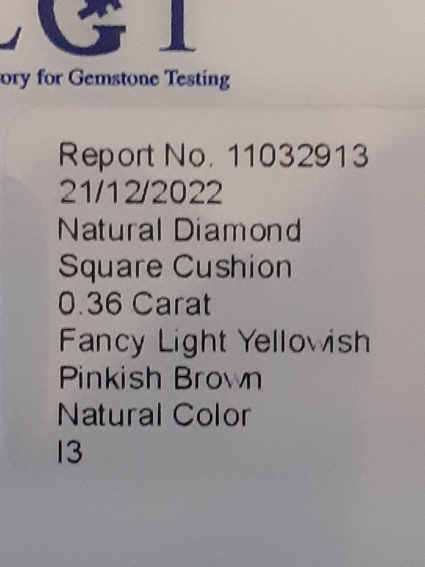 Fancy Brown Diamond - Square Cushion, 0.36 ct, ALGT certified