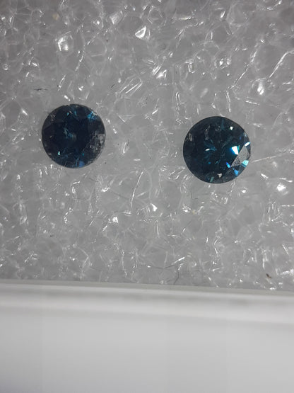 Pair of greenish grayish blue Diamonds - Round , 0.32 tcw, ALGT certified