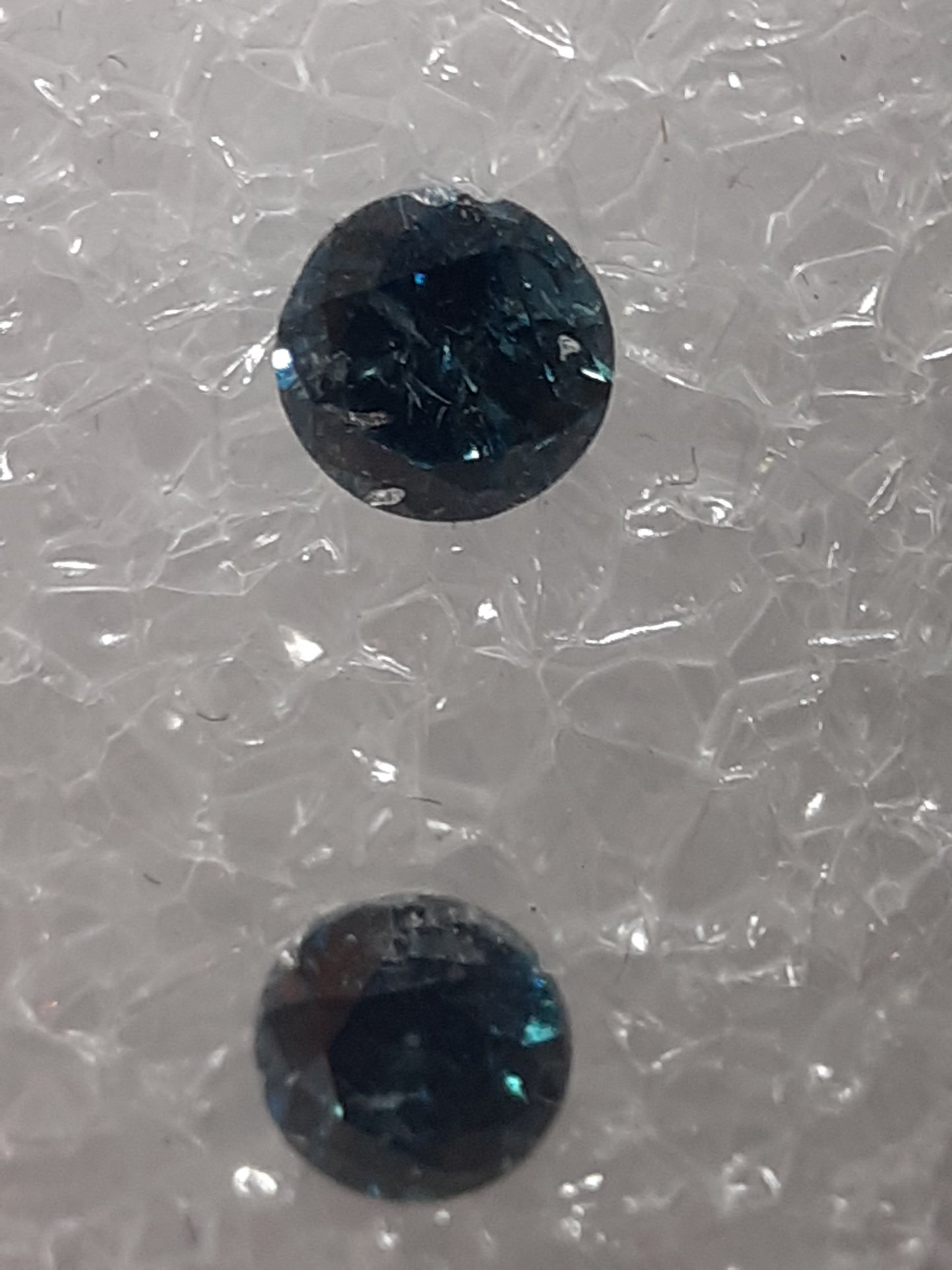 Pair of greenish grayish blue Diamonds - Round , 0.32 tcw, ALGT certified