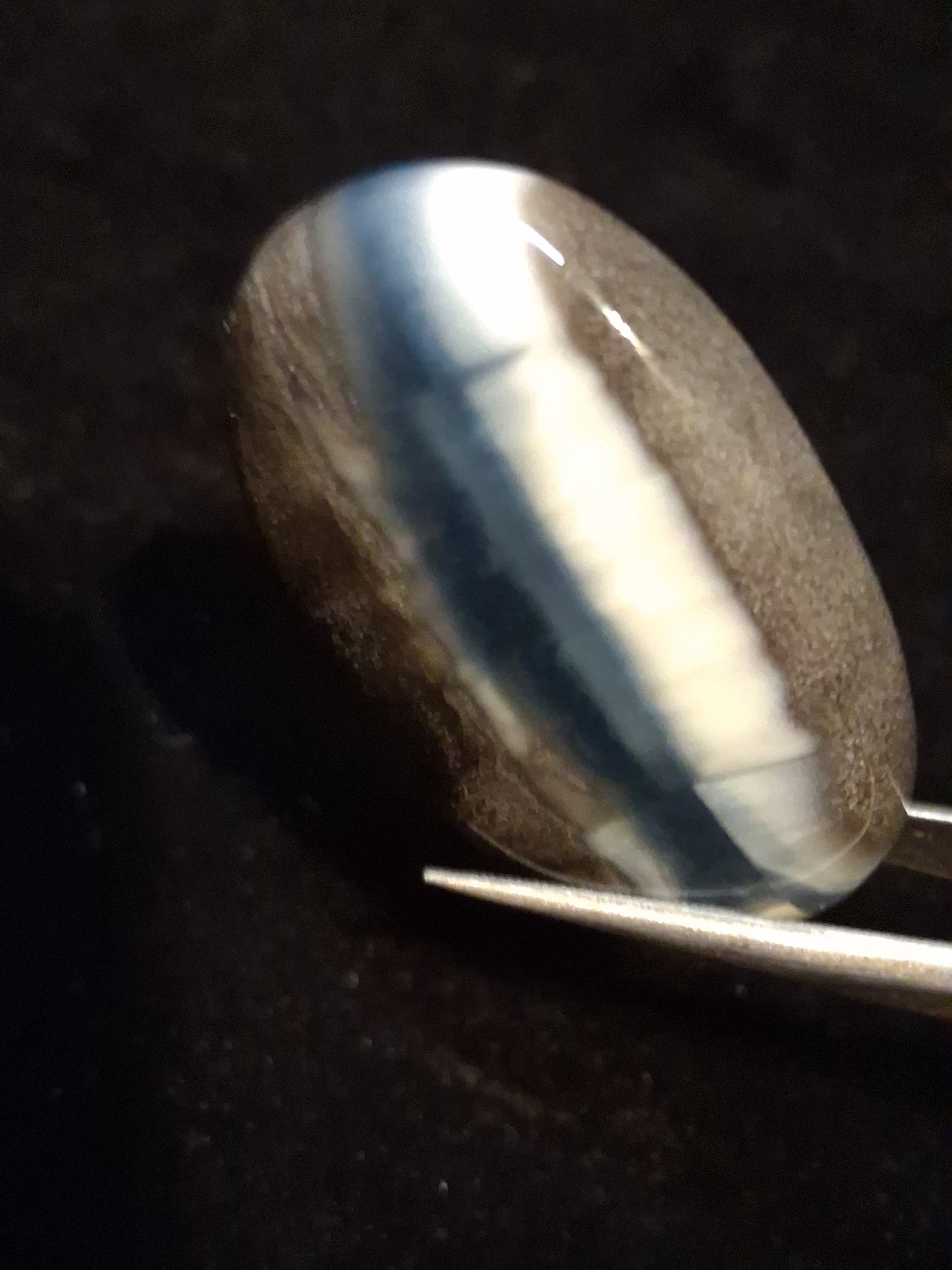 Natural Owyhee Blue Opal Cabochon - 50.273 ct - moss included - oval - unique scenic pattern