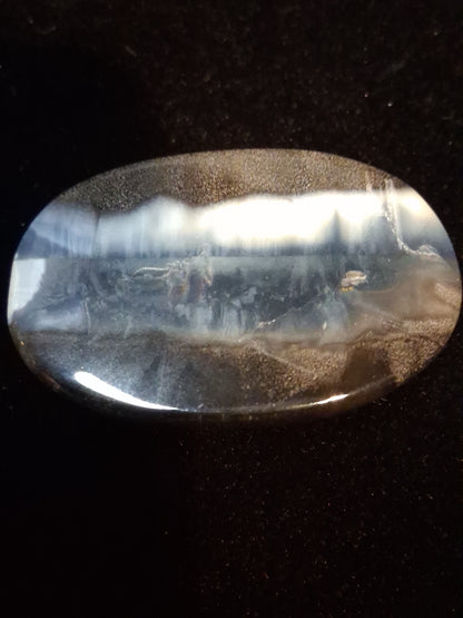 Natural Owyhee Blue Opal Cabochon - 50.273 ct - moss included - oval - unique scenic pattern