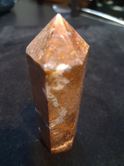 Natural Brown Agate tower - 9.7 cm - brown agate with blue agate vains