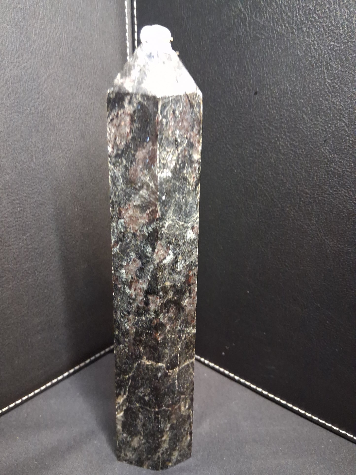 Astrophyllite crystal tower - 195 mm - gateway to the stars crystal - black blue metallic glimmer