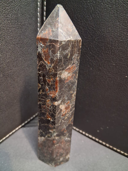 Astrophyllite crystal tower - 125 mm - gateway to the stars crystal - brown and black - metallic glimmer