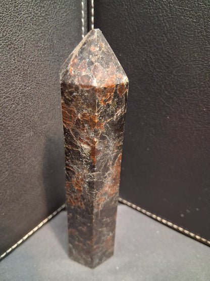Astrophyllite crystal tower - 125 mm - gateway to the stars crystal - brown and black - metallic glimmer