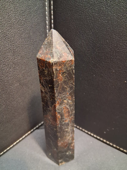 Astrophyllite crystal tower - 125 mm - gateway to the stars crystal - brown and black - metallic glimmer