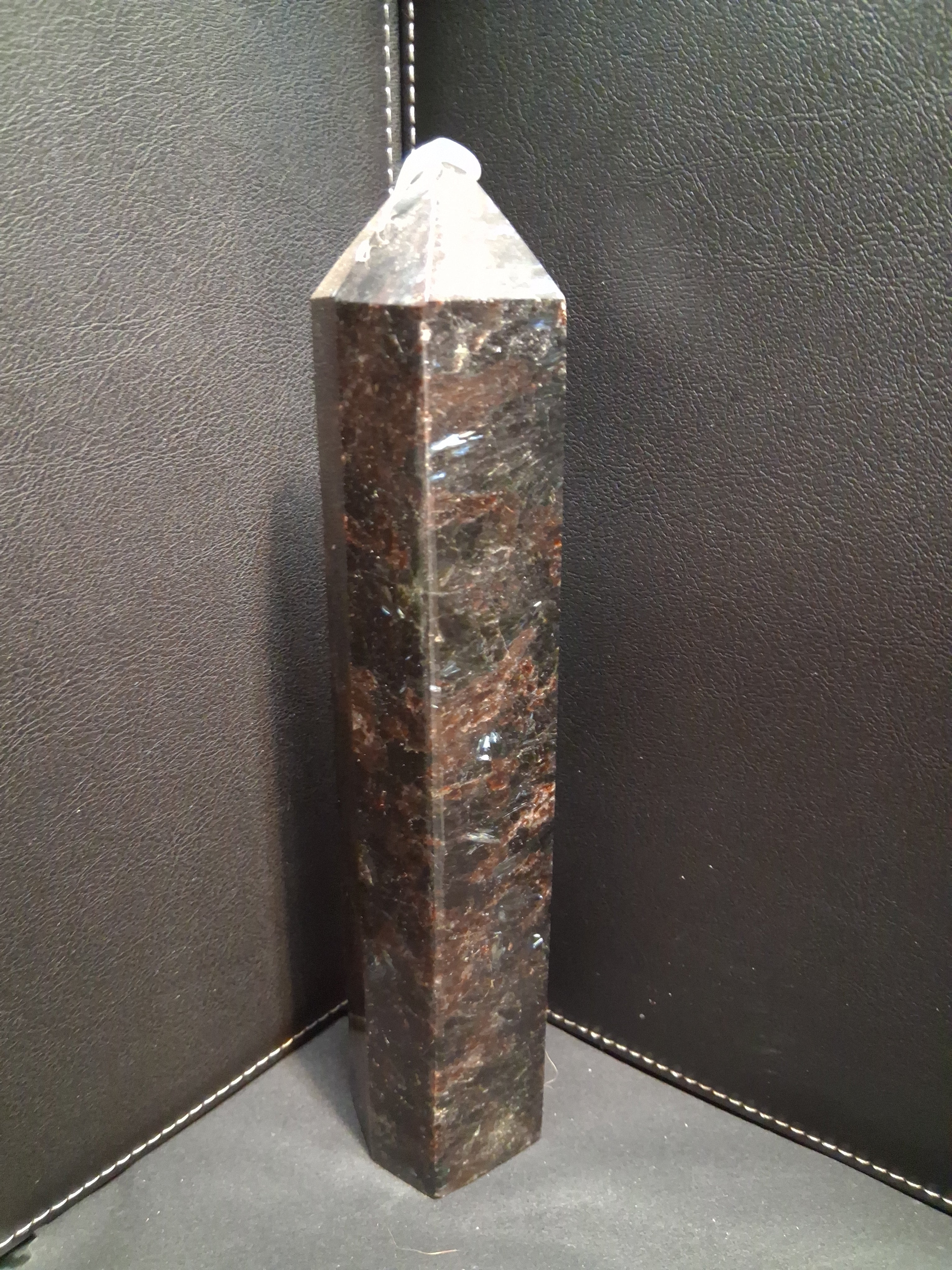 Astrophyllite crystal tower - 210 mm - gateway to the stars crystal - brown and black - metallic glimmer