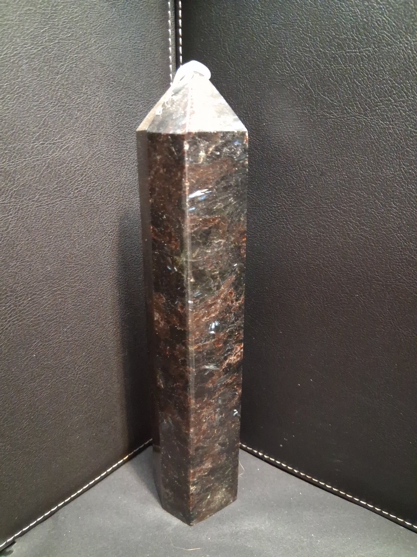 Astrophyllite crystal tower - 210 mm - gateway to the stars crystal - brown and black - metallic glimmer