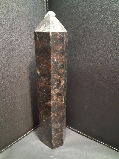 Astrophyllite crystal tower - 210 mm - gateway to the stars crystal - brown and black - metallic glimmer