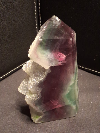 Bicolor fluorite Tower - 8.9 cm high - Fluorite crystal tower Druzy Pockets - purple and green
