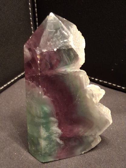 Bicolor fluorite Tower - 8.9 cm high - Fluorite crystal tower Druzy Pockets - purple and green