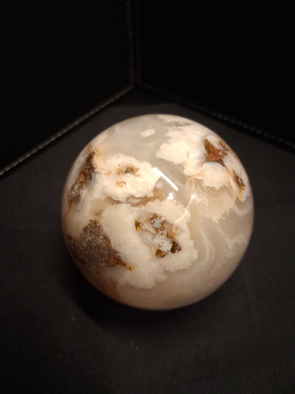 Natural Agate Sphere - 6 cm - Sakura agate - flower agate - beige to pinkish brown